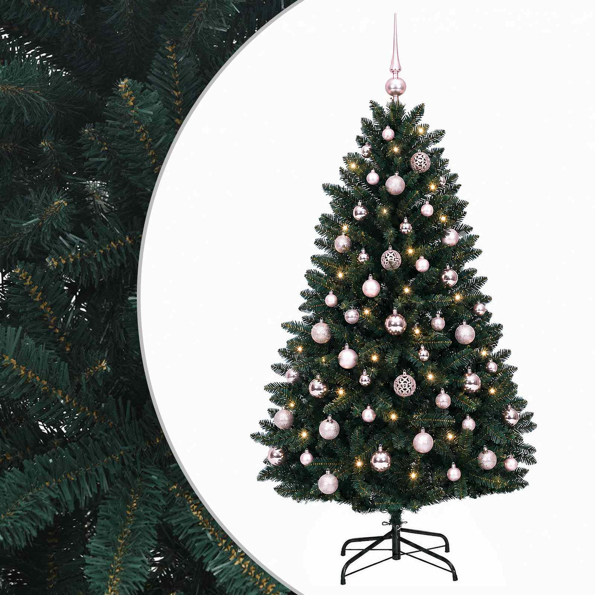 vidaXL Artificial Christmas Tree Dark Green with Baubles 120 cm