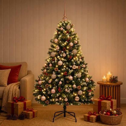 vidaXL Artificial Christmas Tree Green with Baubles 180 cm 300 LEDs
