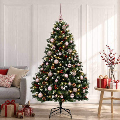 vidaXL Artificial Christmas Tree Green with Baubles 180 cm 300 LEDs