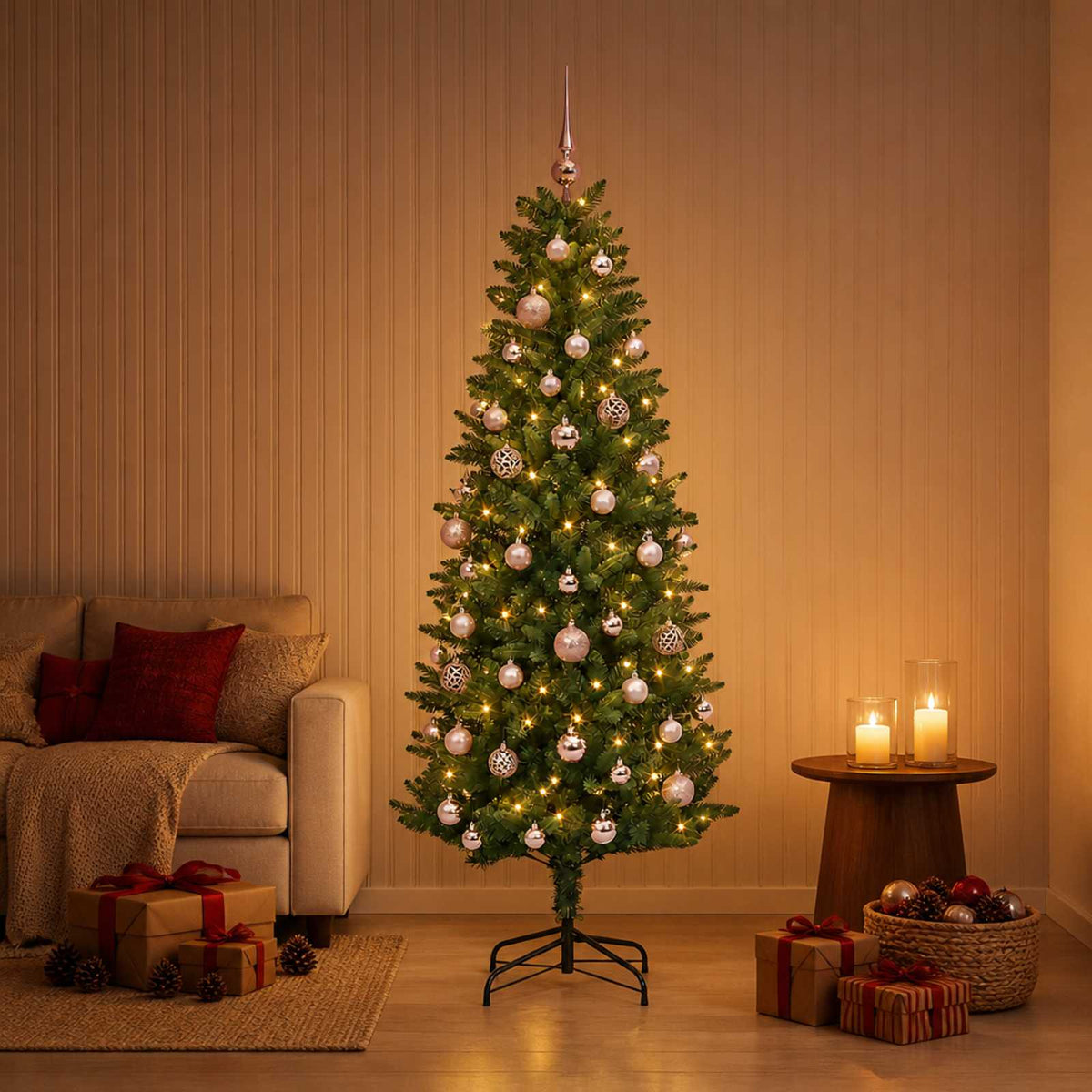 vidaXL Artificial Christmas Tree with Bauble 150 cm 150 LEDs