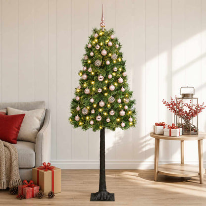 vidaXL Artificial Hinged Christmas Tree with Baubles 150 cm 150 LEDs
