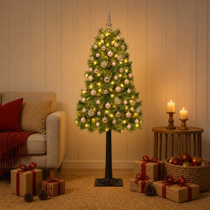 vidaXL Artificial Hinged Christmas Tree with Baubles 180 cm 300 LEDs