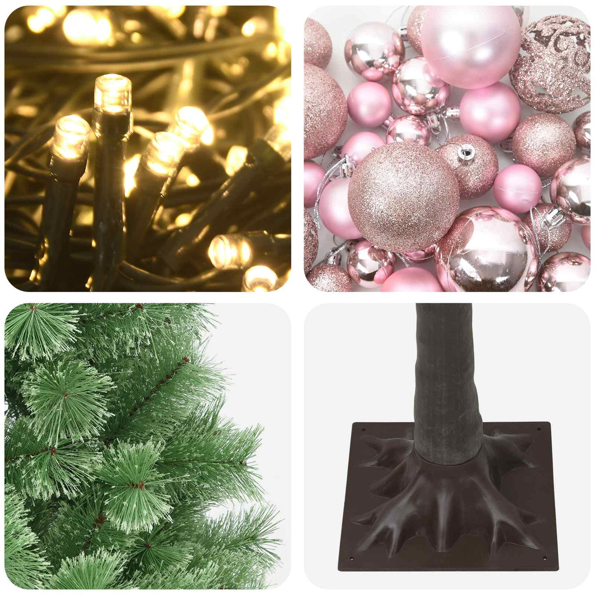 vidaXL Artificial Hinged Christmas Tree with Baubles 150 cm 150 LEDs