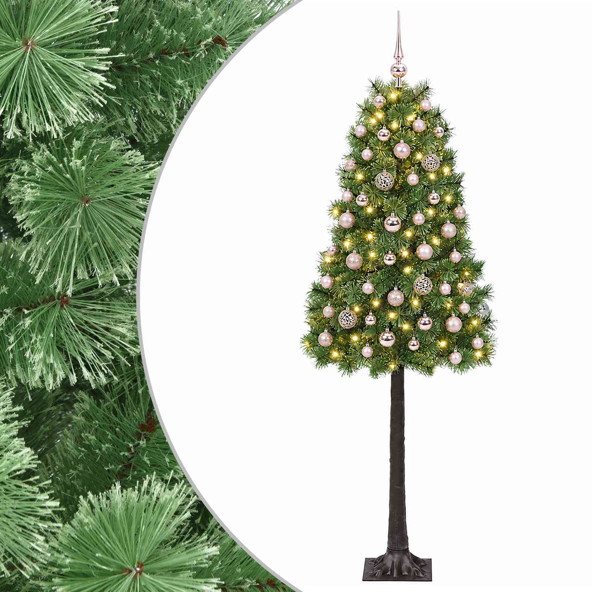 vidaXL Artificial Hinged Christmas Tree with Baubles 150 cm 150 LEDs