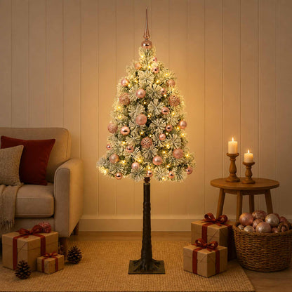 vidaXL Artificial Hinged Christmas Tree with Baubles 120 cm 150 LEDs