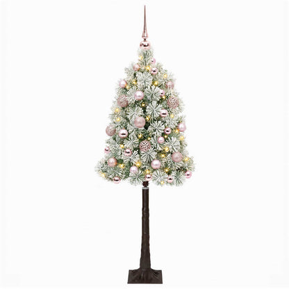 vidaXL Artificial Hinged Christmas Tree with Baubles 120 cm 150 LEDs