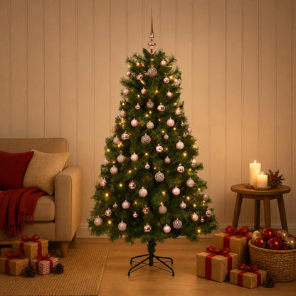 vidaXL Artificial Hinged Christmas Tree with Baubles 150 cm 150 LEDs