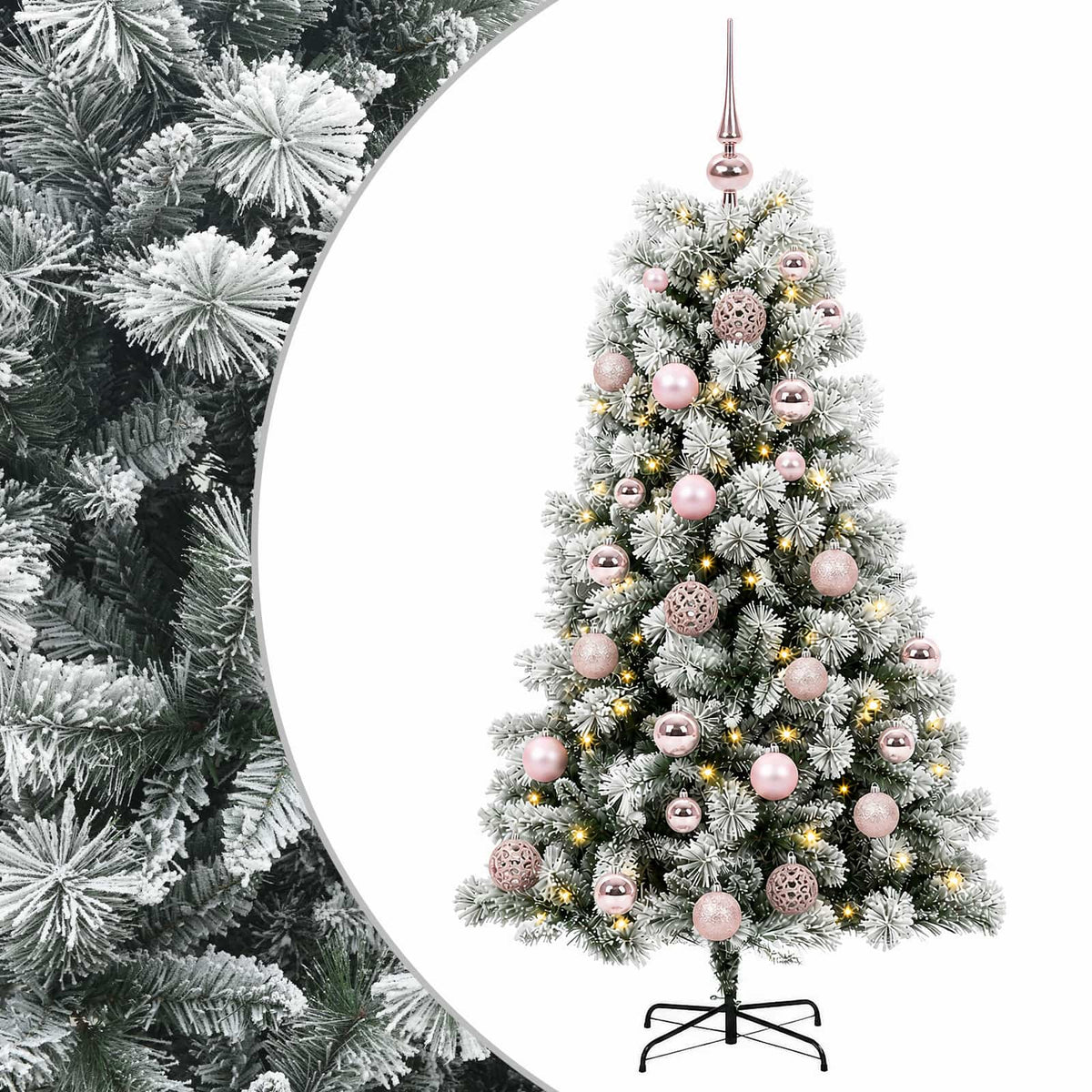 vidaXL Artificial Hinged Christmas Tree with Baubles 150 cm 150 LEDs