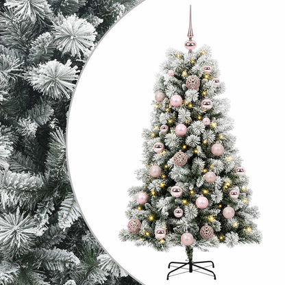 vidaXL Artificial Hinged Christmas Tree with Baubles 150 cm 150 LEDs