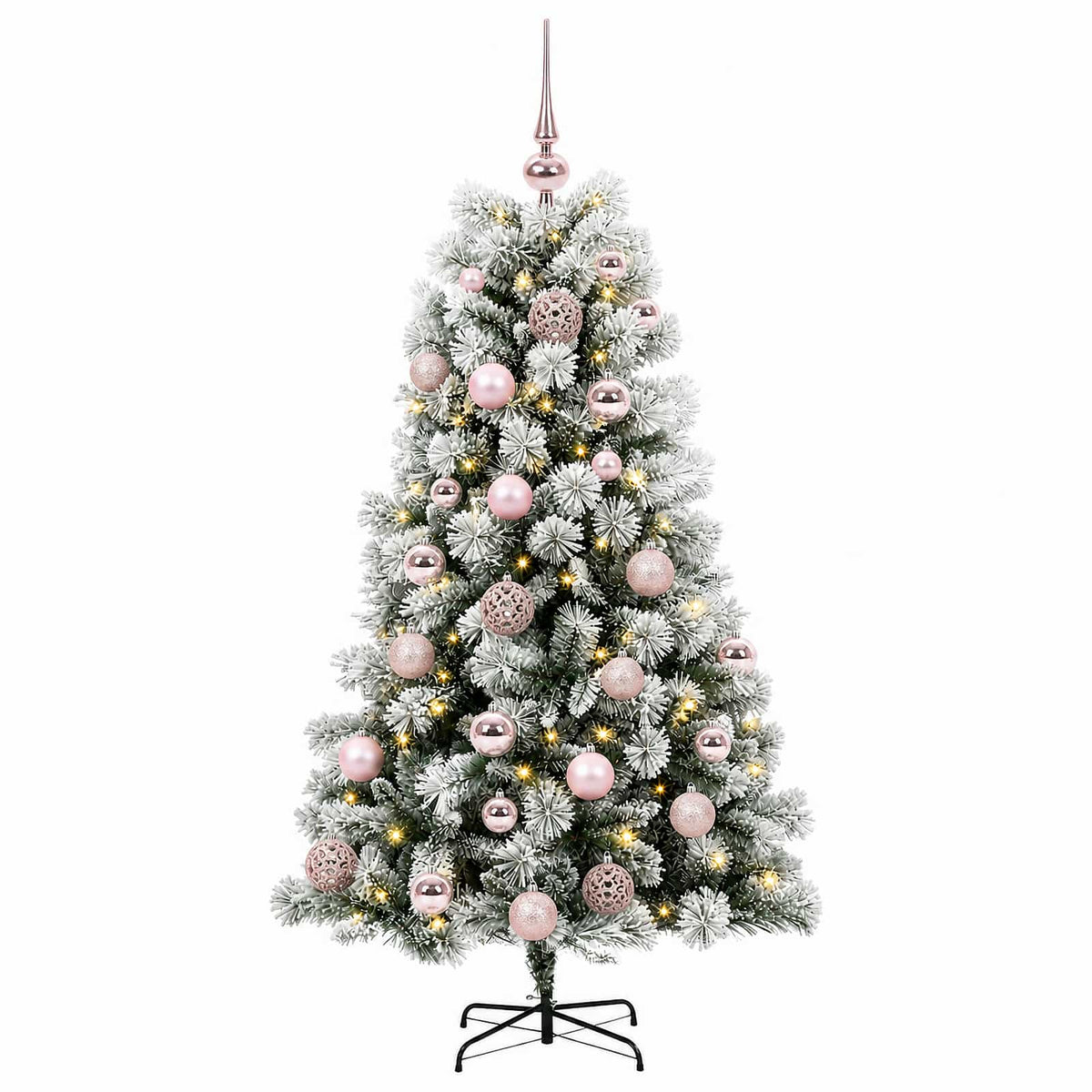 vidaXL Artificial Hinged Christmas Tree with Baubles 150 cm 150 LEDs