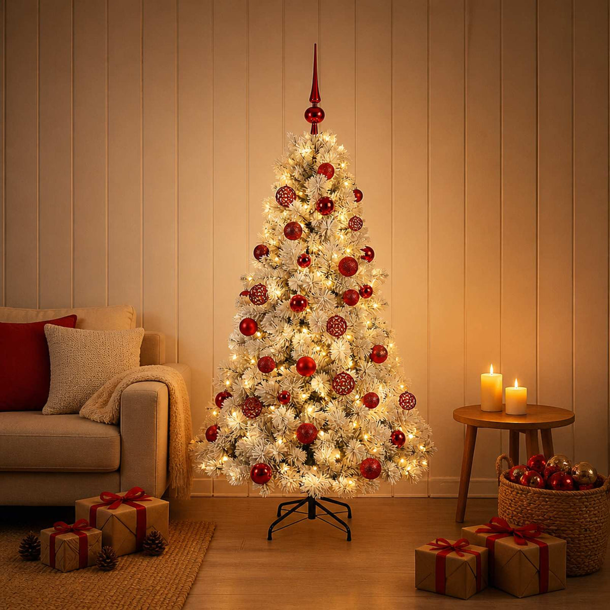 vidaXL Artificial Christmas Tree with Bauble 120 cm 150 LEDs