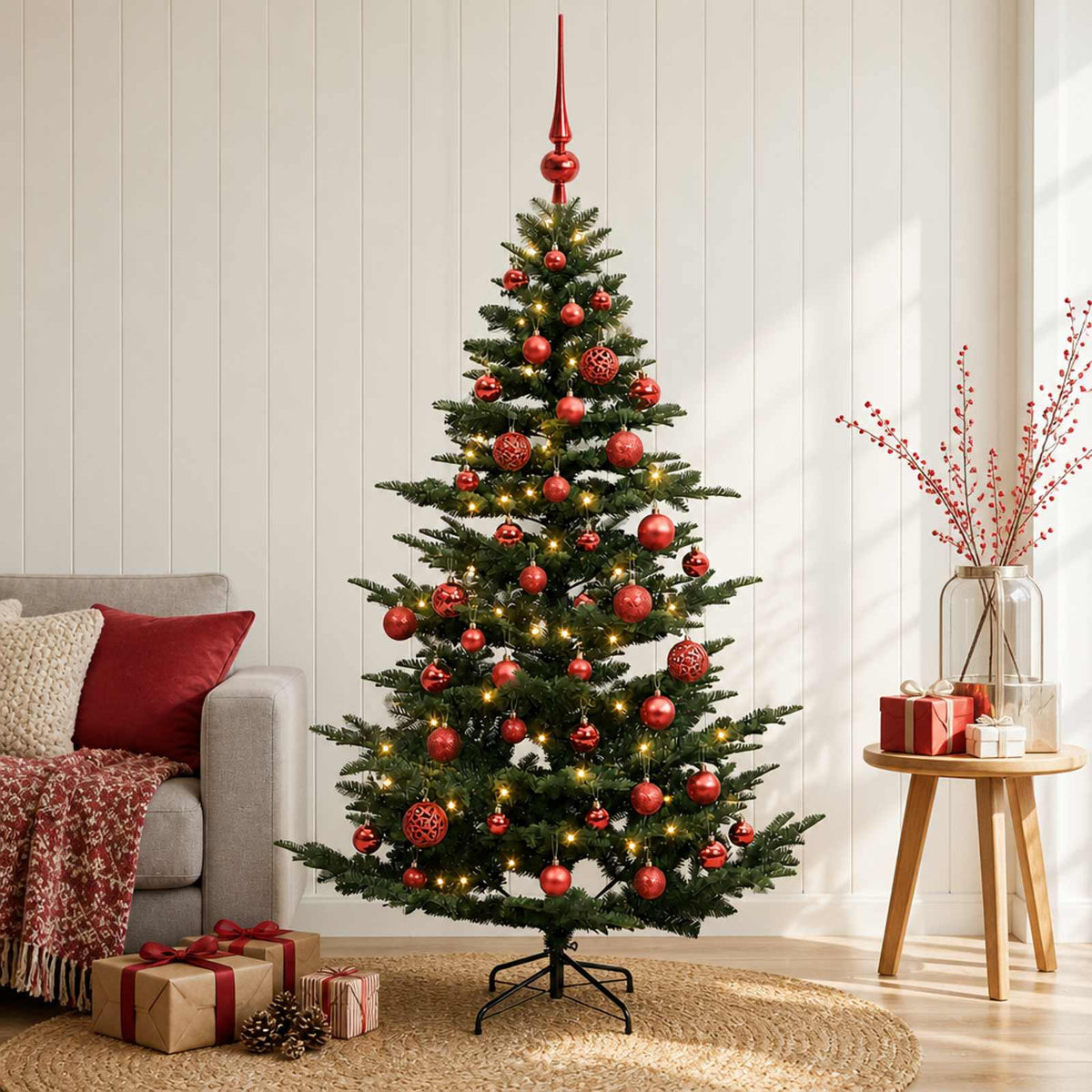 vidaXL Artificial Christmas Tree with Bauble 120 cm 150 LEDs
