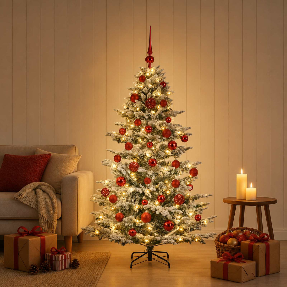 vidaXL Artificial Christmas Tree with Bauble 150 cm 150 LEDs