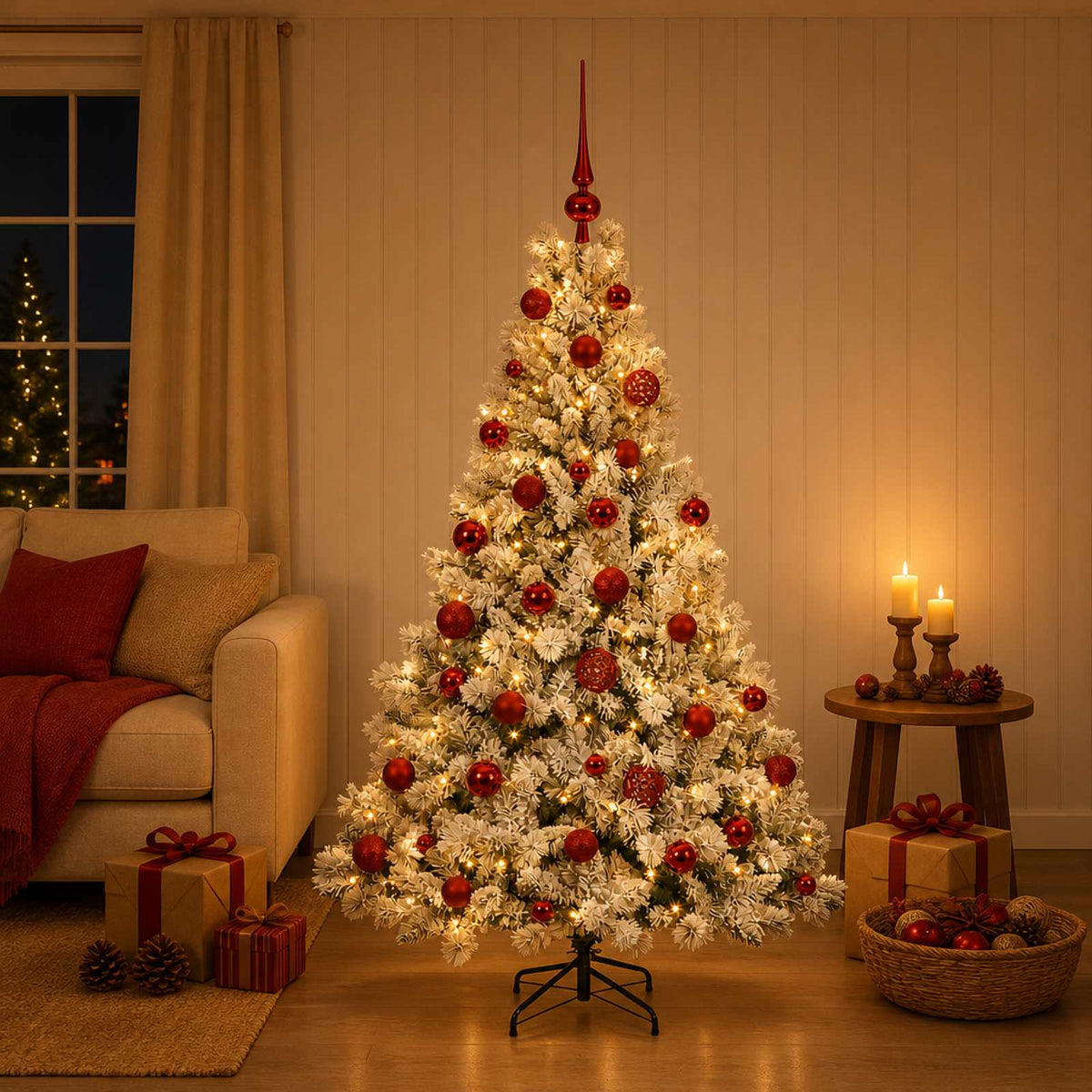 vidaXL Artificial Christmas Tree with Bauble 120 cm 150 LEDs