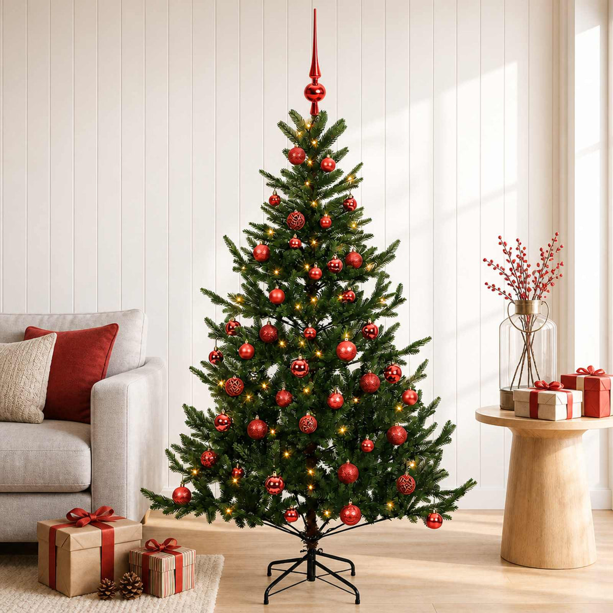 vidaXL Artificial Christmas Tree with Bauble 150 cm 150 LEDs
