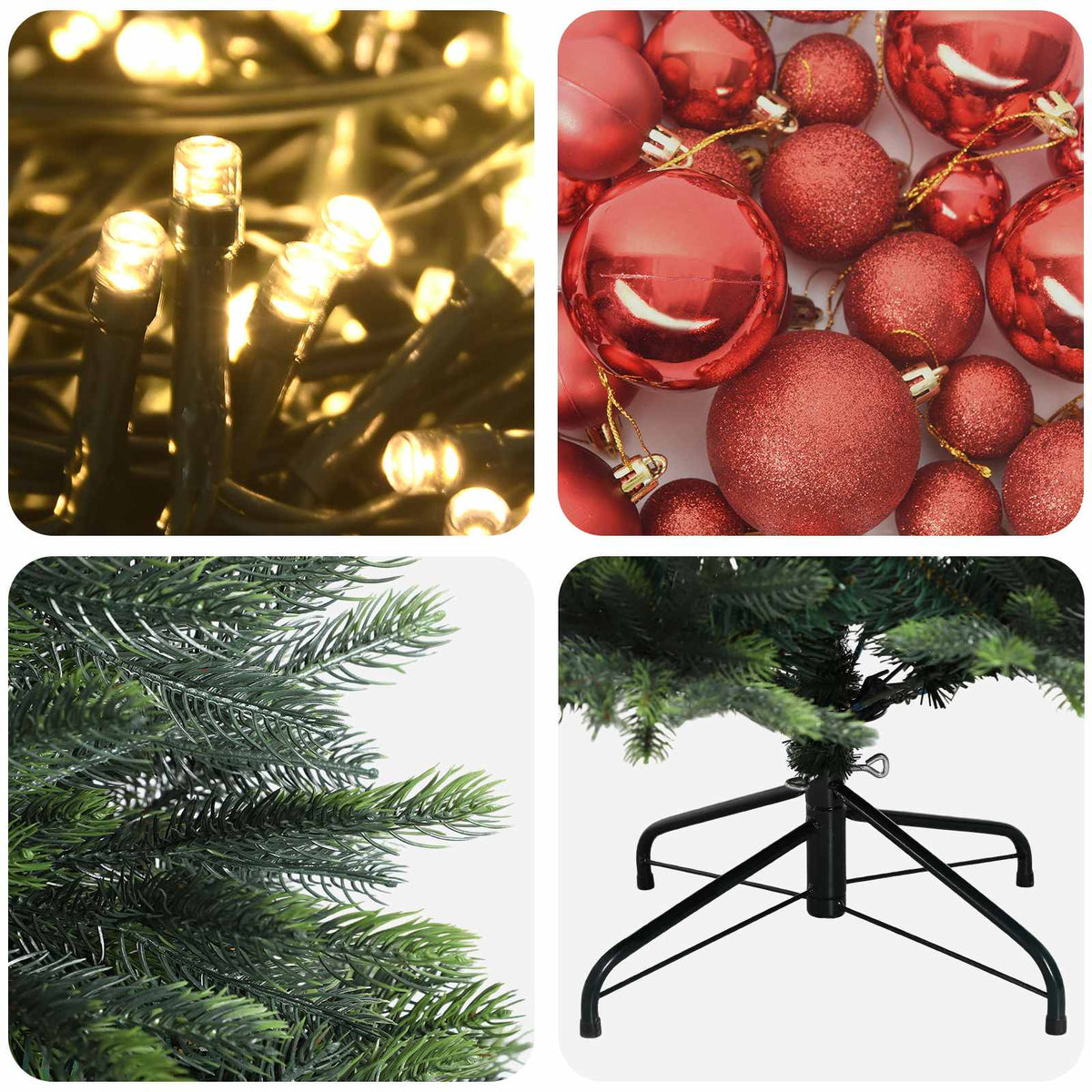 vidaXL Artificial Christmas Tree with Bauble 120 cm 150 LEDs