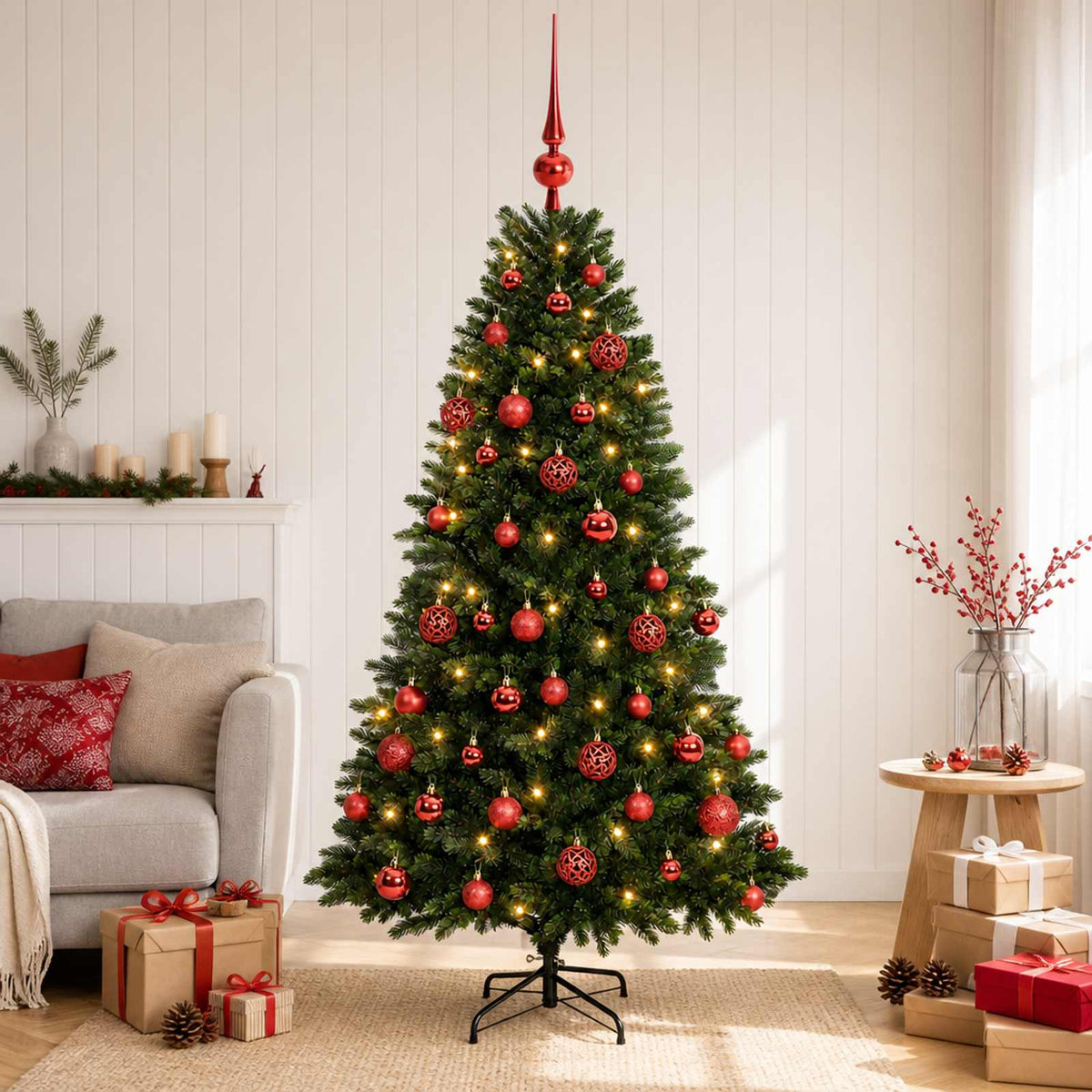 vidaXL Artificial Christmas Tree with Bauble 120 cm 150 LEDs