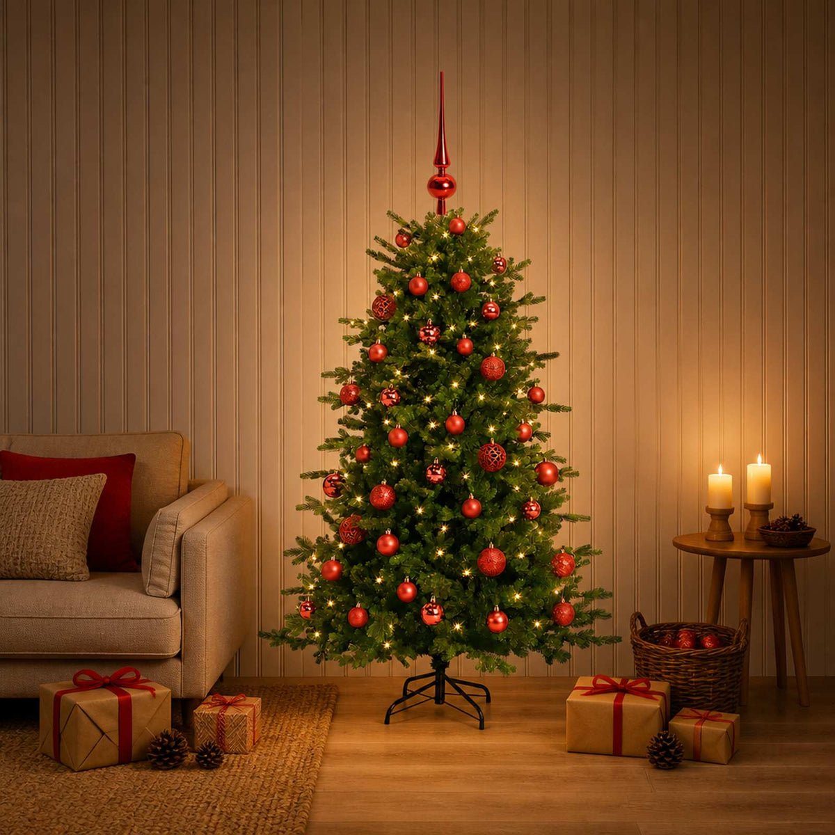 vidaXL Artificial Christmas Tree with Bauble 150 cm 150 LEDs