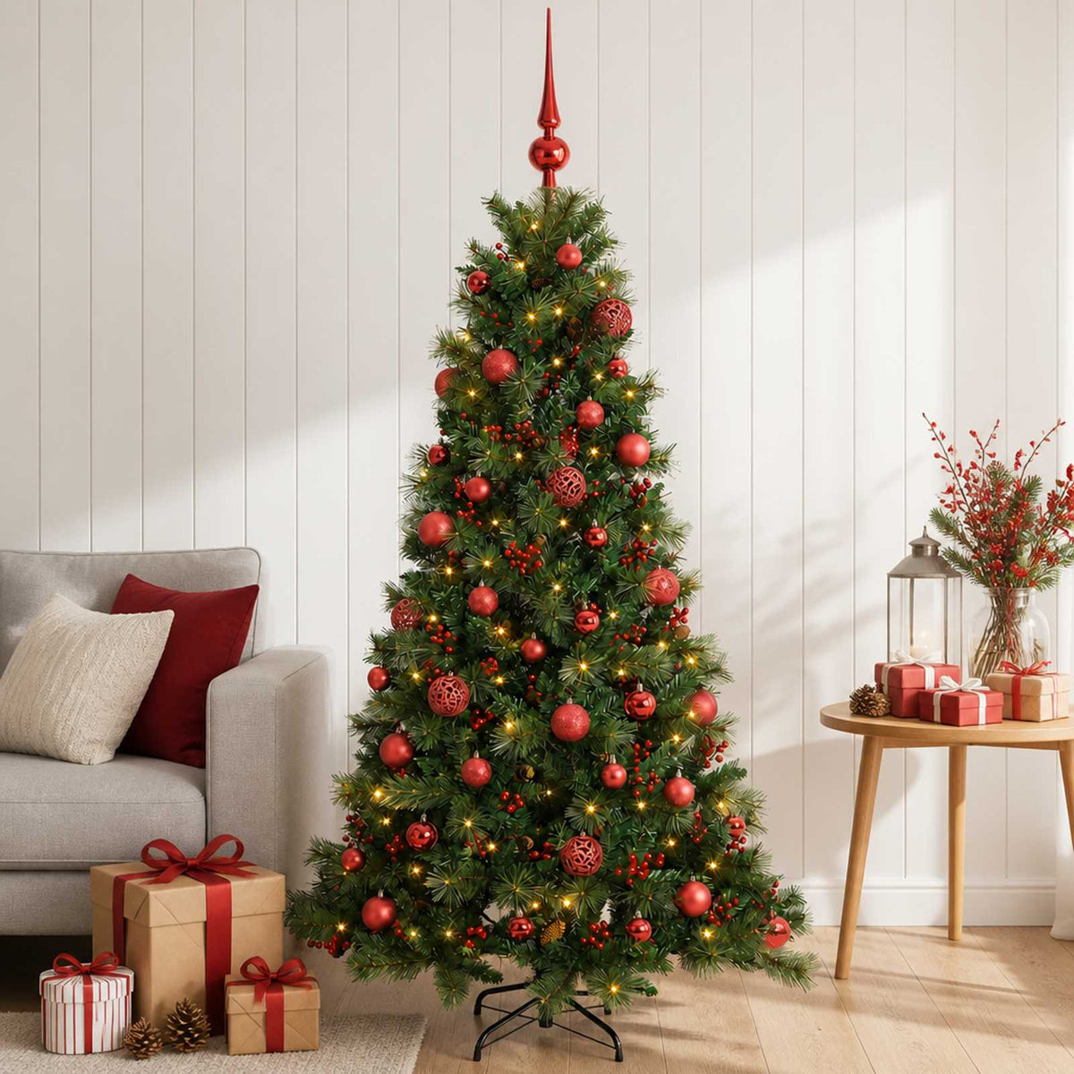 vidaXL Artificial Christmas Tree with Bauble 120 cm 150 LEDs