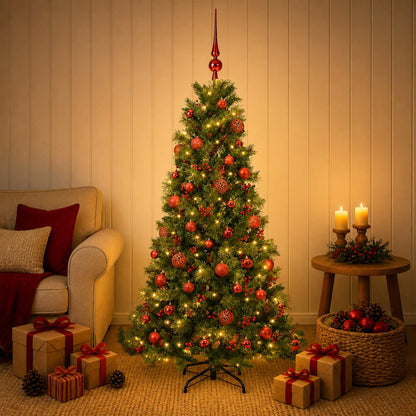 vidaXL Artificial Christmas Tree with Bauble 120 cm 150 LEDs