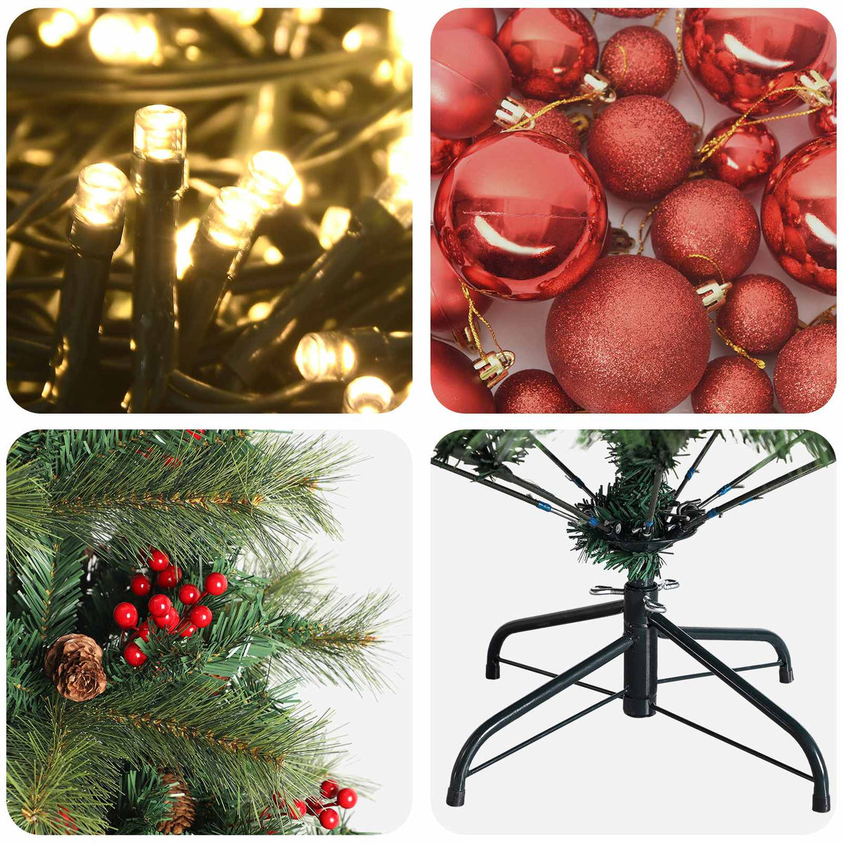 vidaXL Artificial Christmas Tree with Bauble 150 cm 150 LEDs
