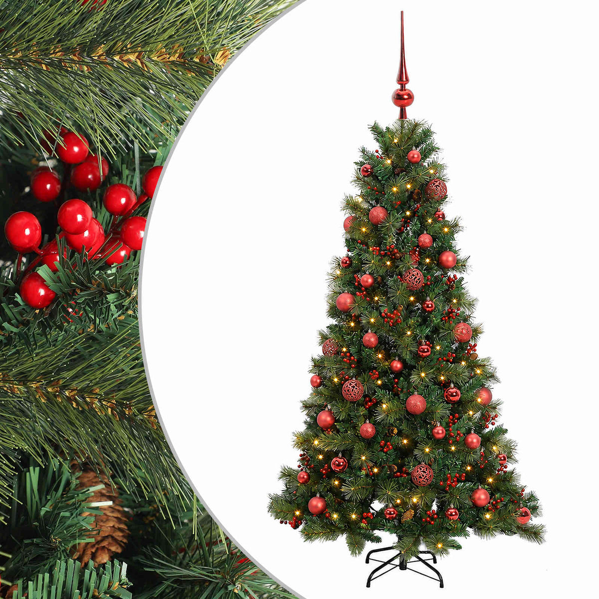 vidaXL Artificial Christmas Tree with Bauble 150 cm 150 LEDs