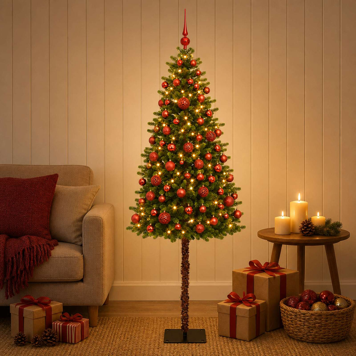 vidaXL Artificial Christmas Tree with Bauble 150 cm 150 LEDs