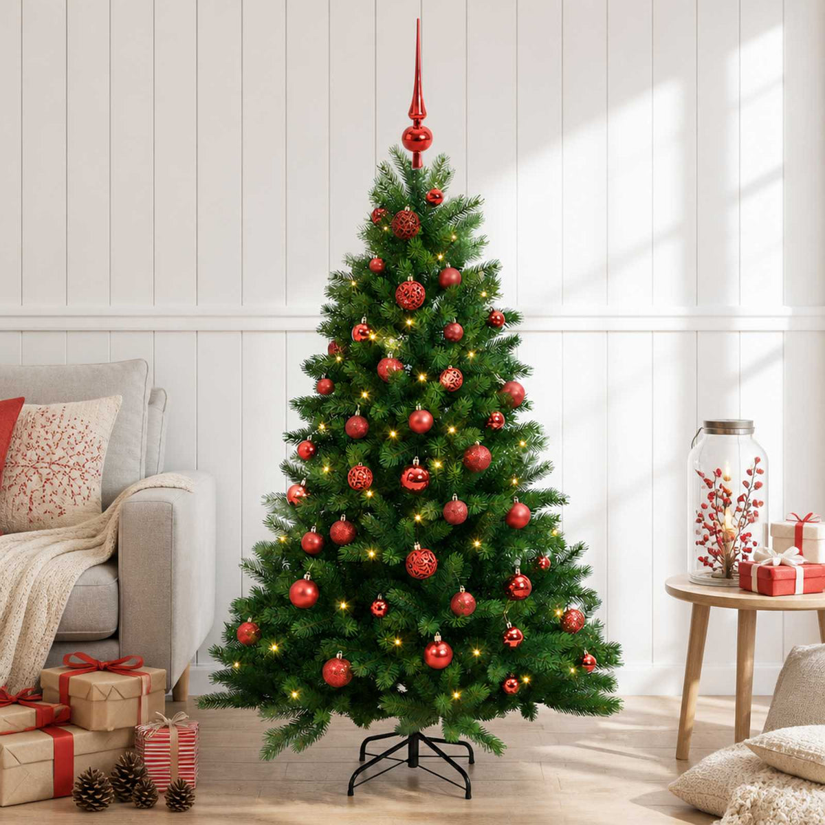 vidaXL Artificial Christmas Tree with Bauble 150 cm 150 LEDs