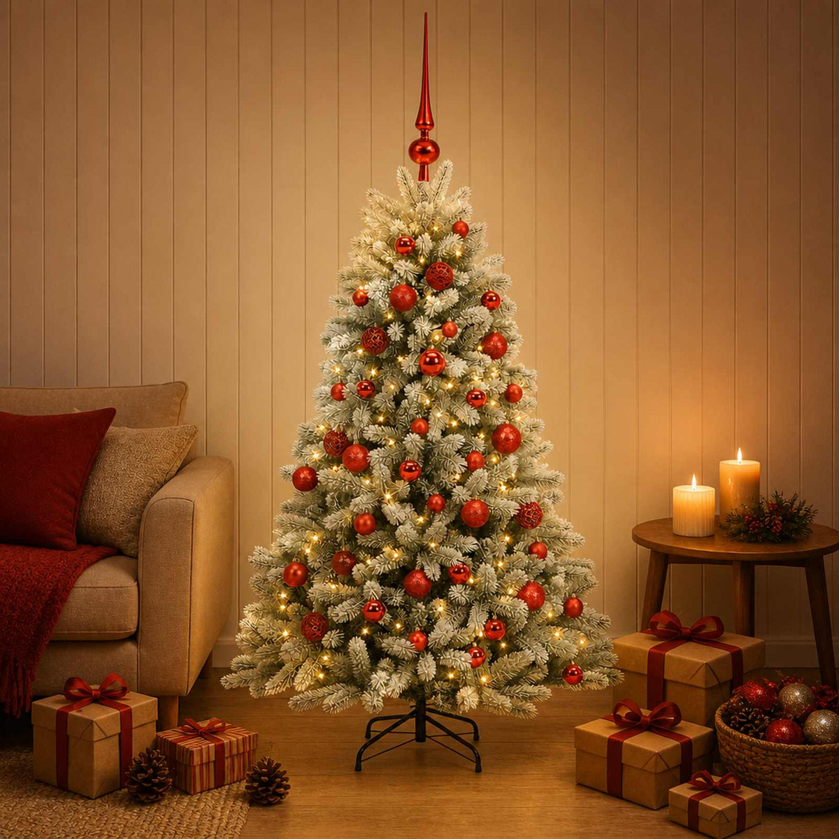 vidaXL Artificial Christmas Tree with Bauble 150 cm 150 LEDs