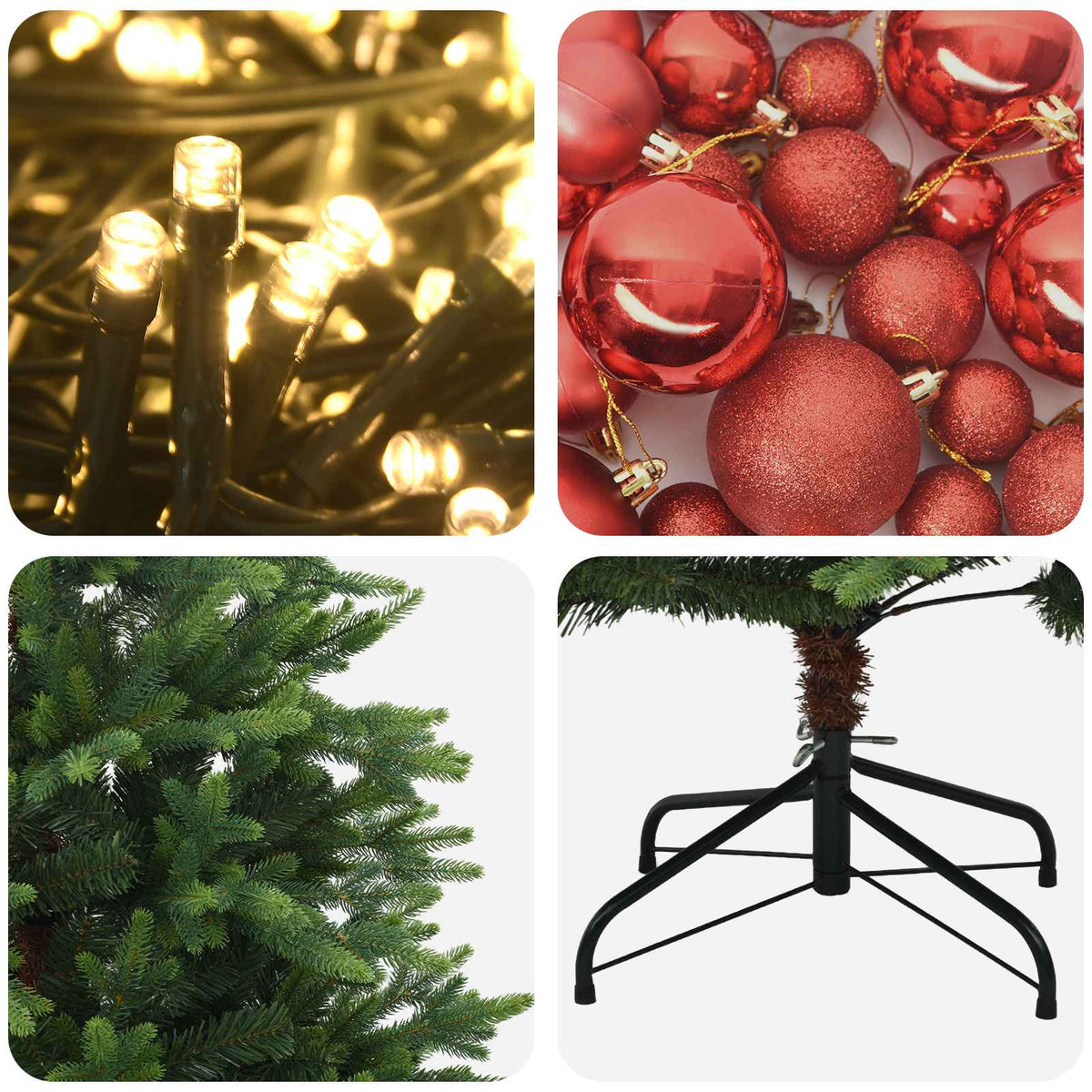 vidaXL Artificial Christmas Tree with Bauble 120 cm 150 LEDs