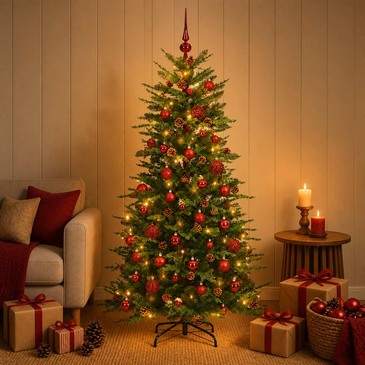 vidaXL Artificial Hinged Christmas Tree 150 cm 150 LEDs Warm White