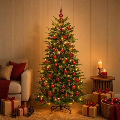 vidaXL Artificial Hinged Christmas Tree 120 cm 150 LEDs Warm White