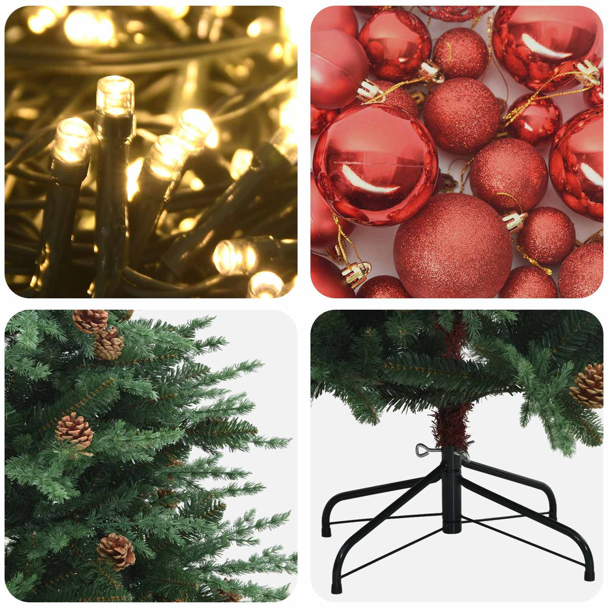 vidaXL Artificial Hinged Christmas Tree 150 cm 150 LEDs Warm White