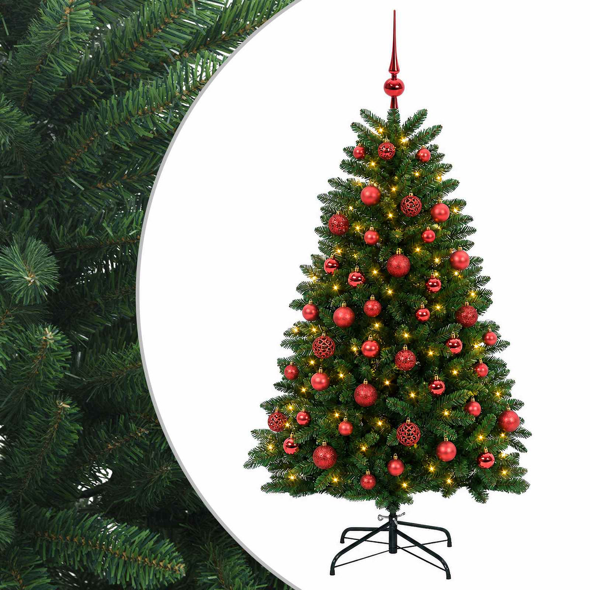 vidaXL Artificial Christmas Tree Mid-green with Bauble 150 cm 150 LEDs