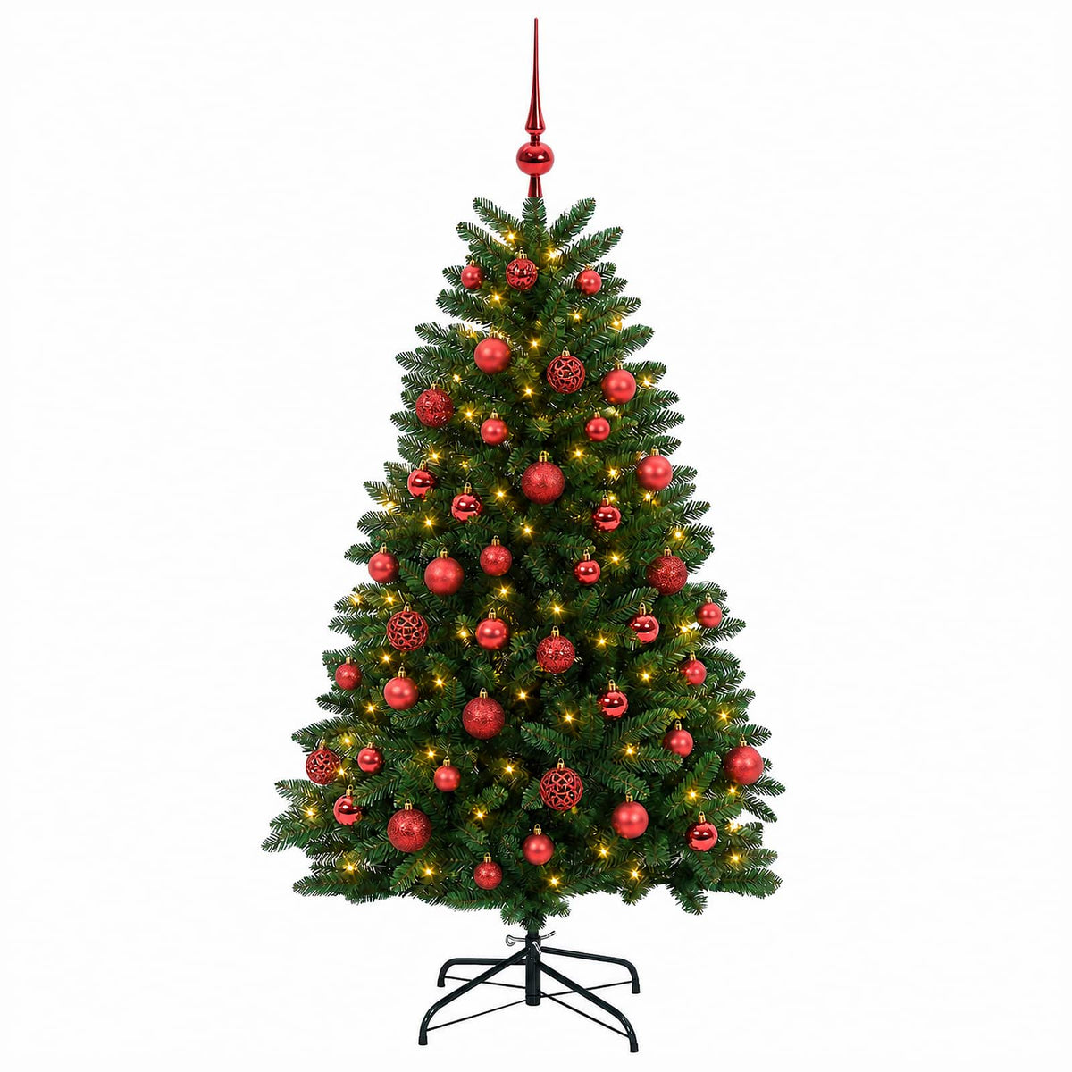 vidaXL Artificial Christmas Tree Mid-green with Bauble 150 cm 150 LEDs