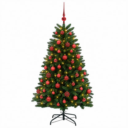 vidaXL Artificial Christmas Tree Mid-green with Bauble 150 cm 150 LEDs