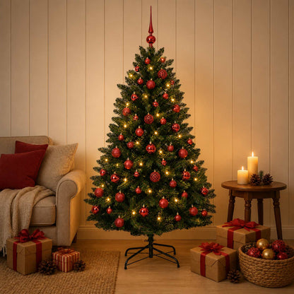 vidaXL Artificial Christmas Tree Dark Green with Bauble 150 cm