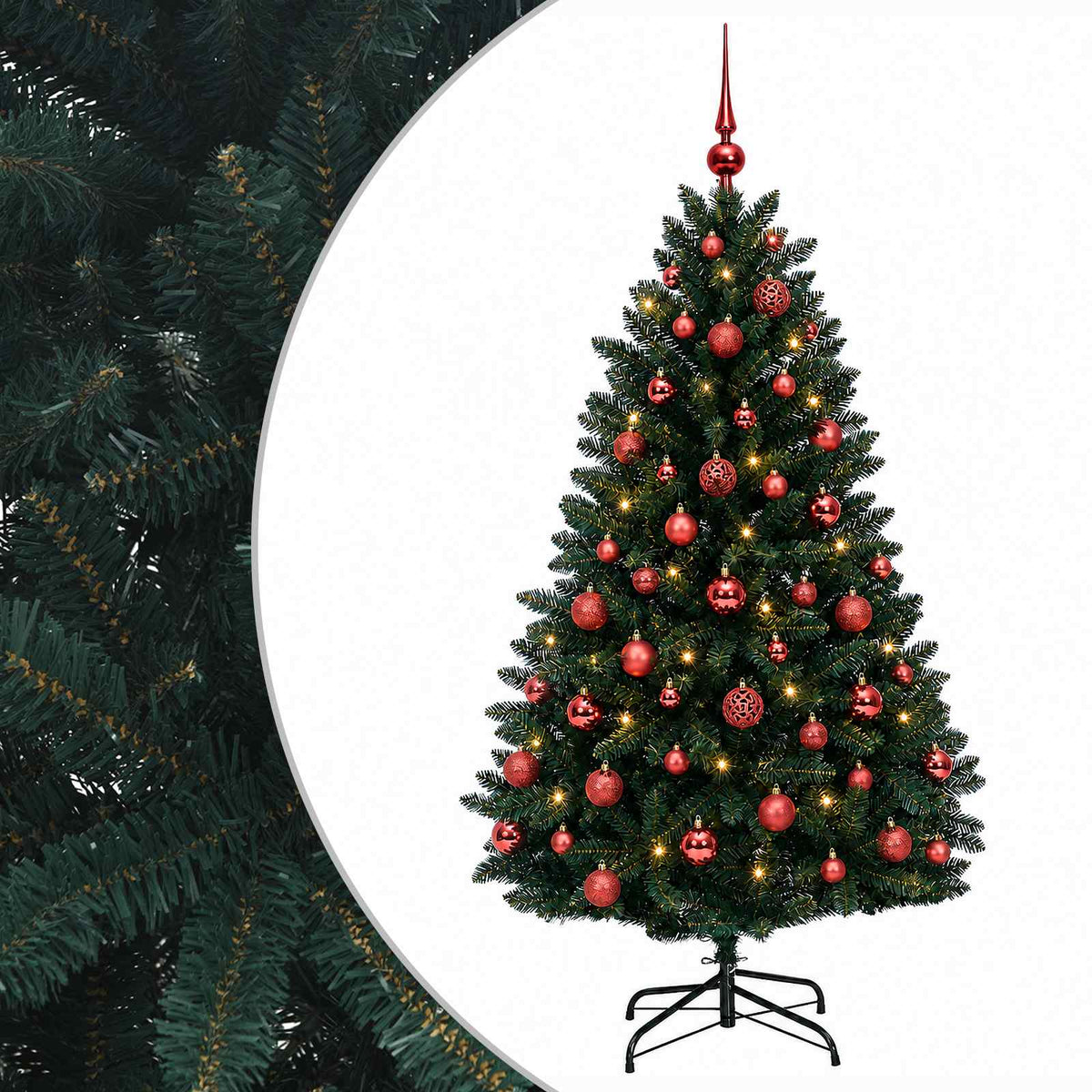 vidaXL Artificial Christmas Tree Dark Green with Bauble 150 cm