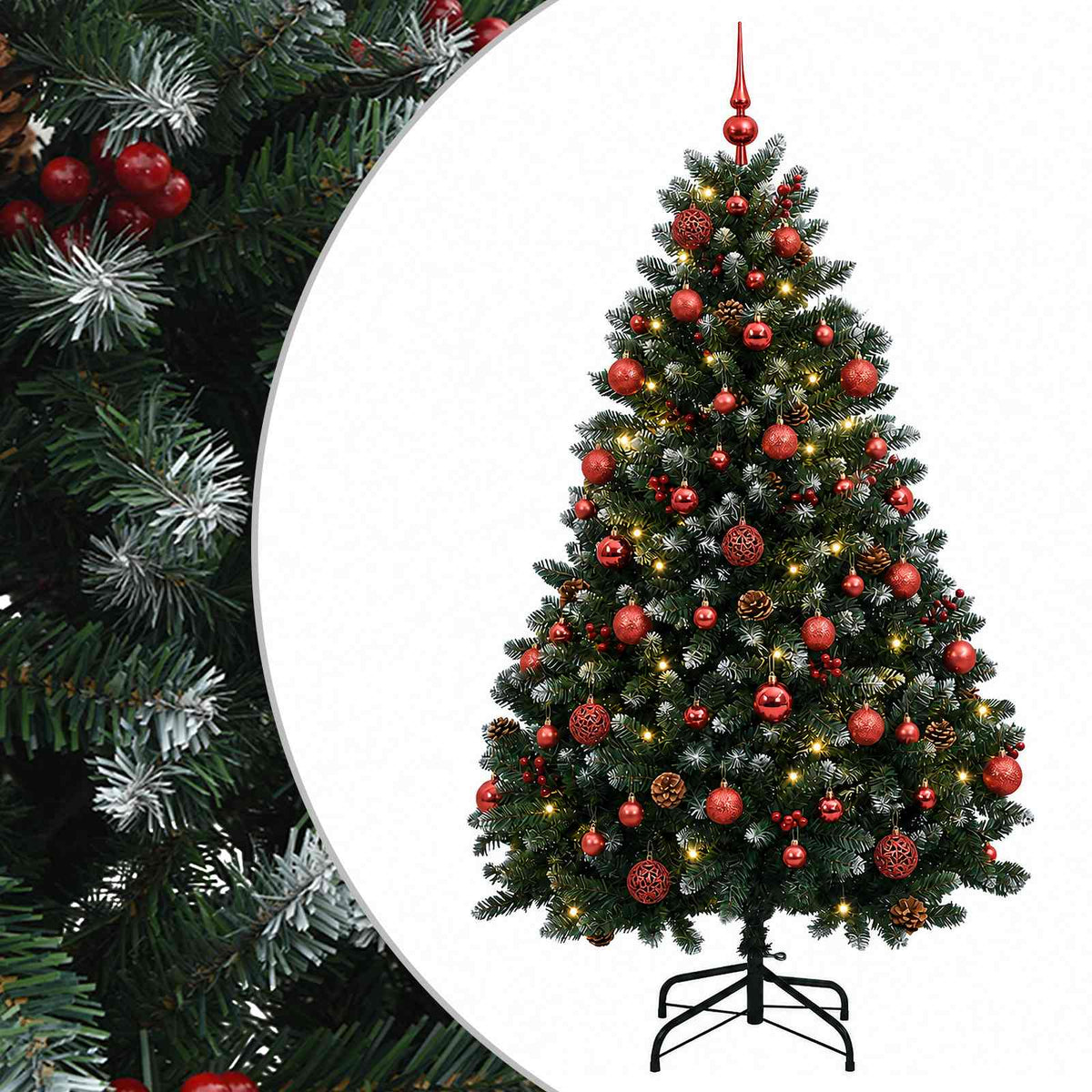vidaXL Artificial Christmas Tree Green with Bauble 150 cm 150 LEDs