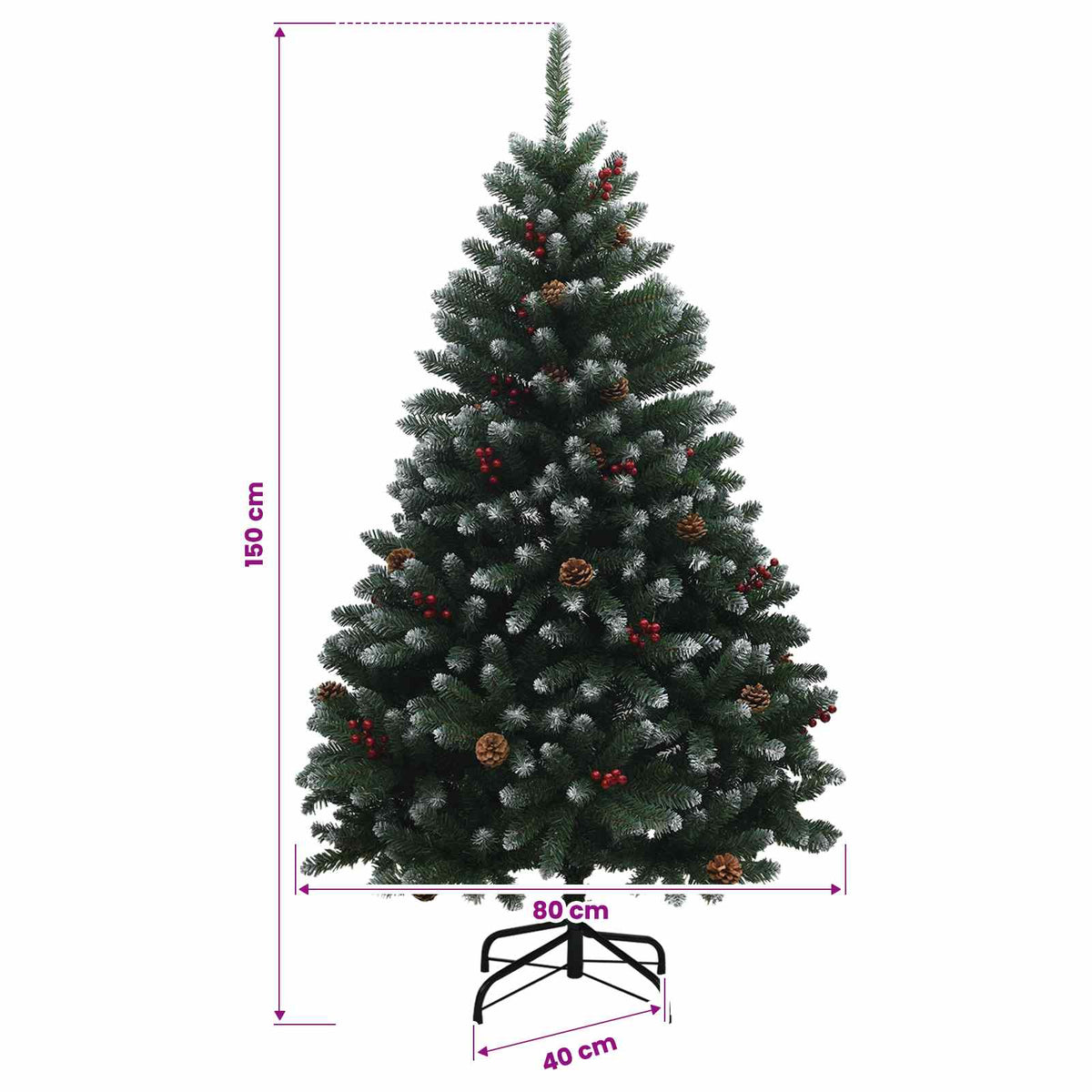 vidaXL Artificial Christmas Tree Green with Bauble 150 cm 150 LEDs