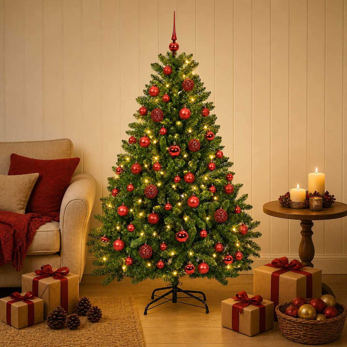 vidaXL Artificial Light Green Christmas Tree with Baubles 180 cm