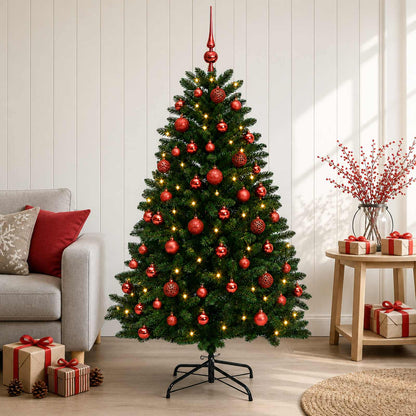 vidaXL Artificial Christmas Tree Mid-green with Bauble 180 cm 300 LEDs