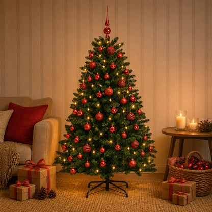 vidaXL Artificial Christmas Tree Mid-green with Bauble 180 cm 300 LEDs