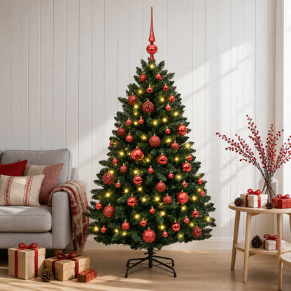 vidaXL Artificial Christmas Tree, Dark Green, with Baubles 120 cm