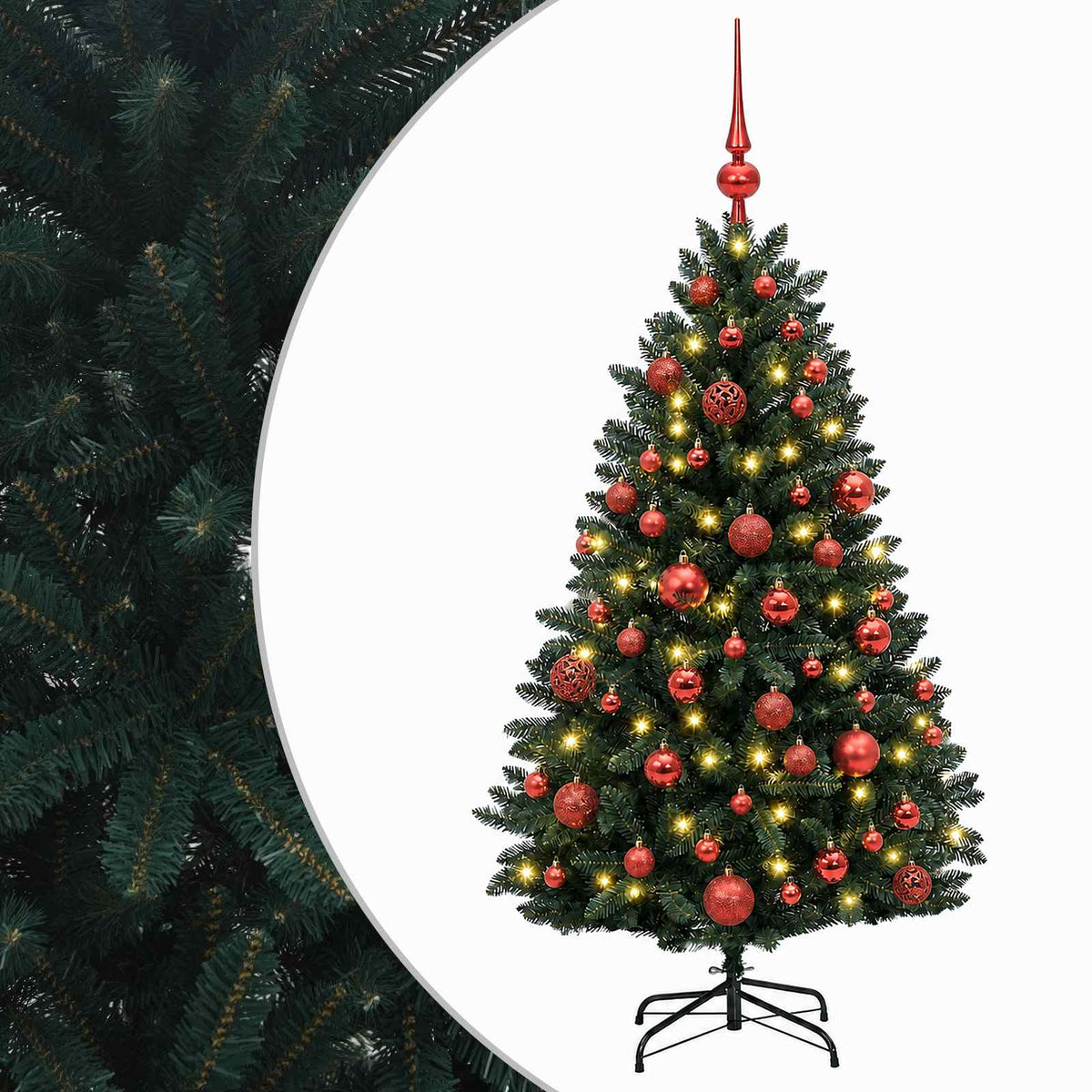 vidaXL Artificial Christmas Tree Dark Green with Baubles 150 cm