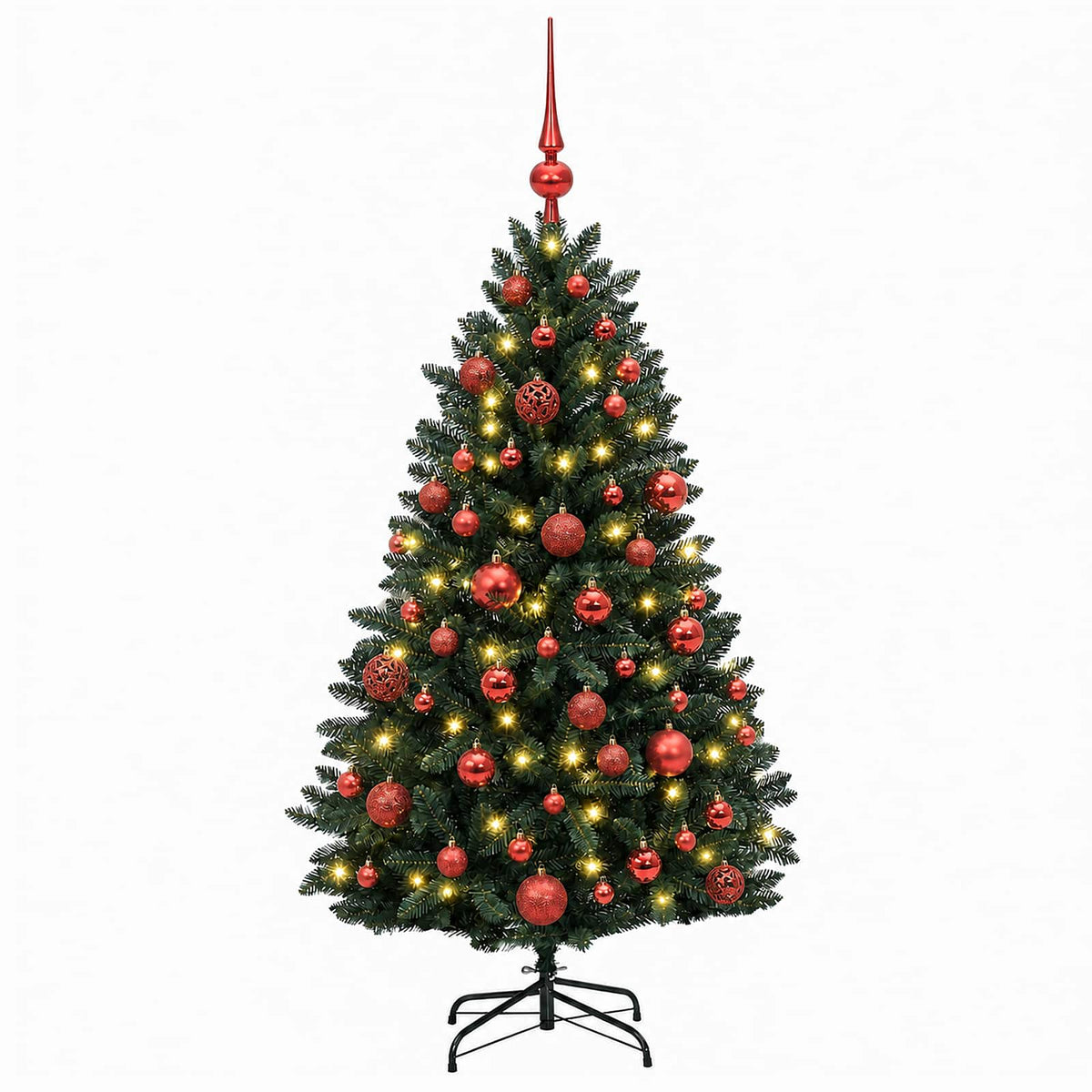 vidaXL Artificial Christmas Tree Dark Green with Baubles 150 cm