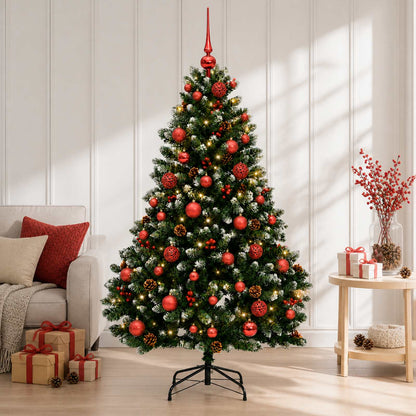 vidaXL Artificial Christmas Tree Green with Baubles 180 cm 300 LEDs