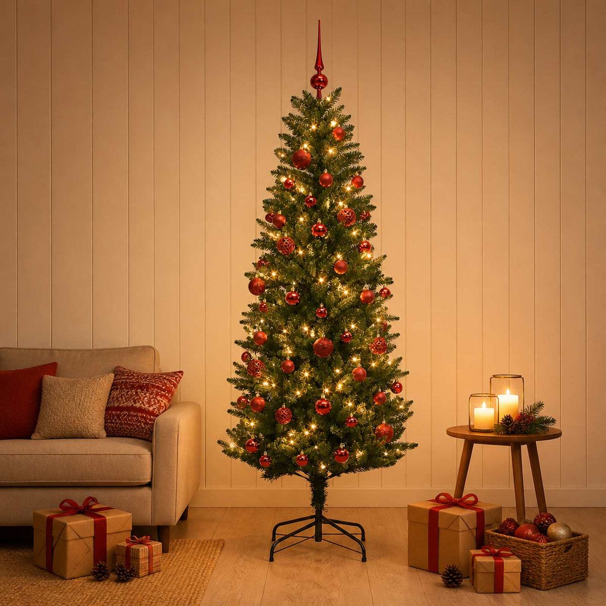 vidaXL Artificial Christmas Tree with Bauble 120 cm 150 LEDs
