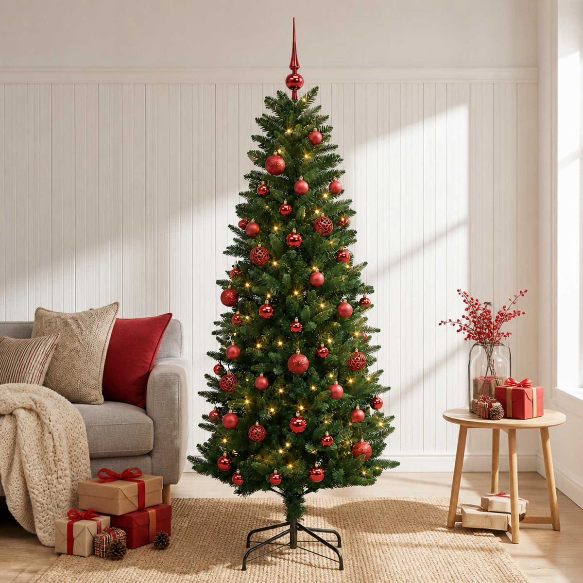 vidaXL Artificial Christmas Tree with Bauble 120 cm 150 LEDs