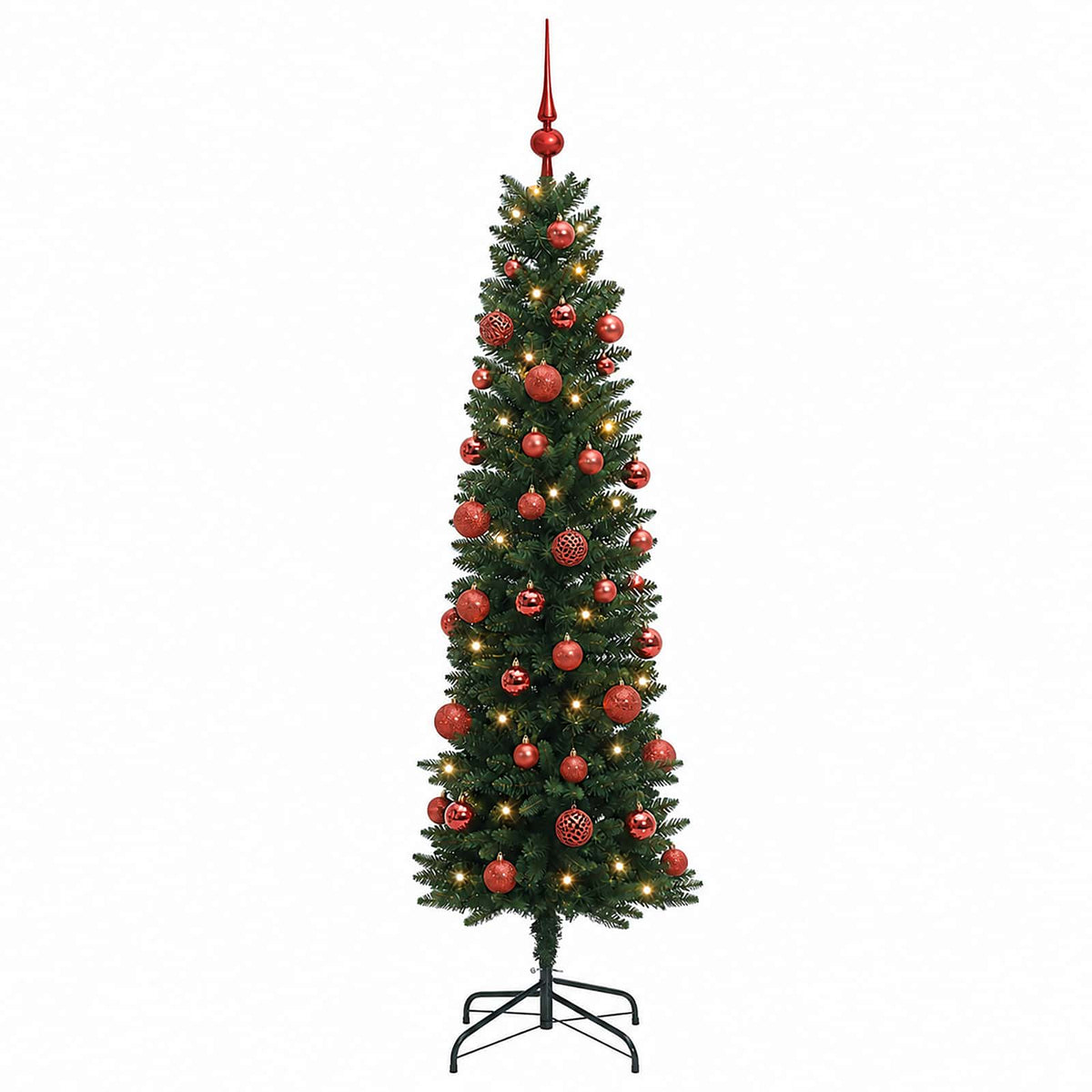 vidaXL Artificial Slim Christmas Tree with Bauble 120 cm 150 LEDs
